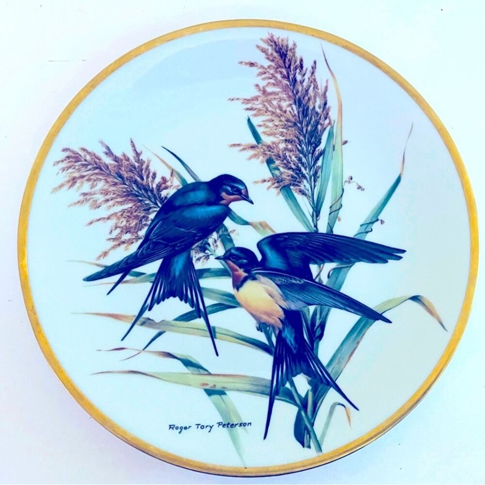 80s Vtg Georges Boyer Limoges Plate BARN SWALLOW Songbirds Roger Tory Peterson